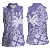 Custom Indo Fijians Women Sleeveless Polo Shirt Fiji ke Hindustani Polyneisan Paisley Purple Style LT9 - Polynesian Pride