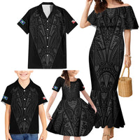Queensland Maori Rugby Nga Hau e Wha Family Matching Mermaid Dress and Hawaiian Shirt Black Motif LT9 - Polynesian Pride