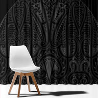 Queensland Maori Rugby Nga Hau e Wha Window Curtain Black Motif