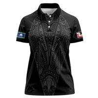 Queensland Maori Rugby Nga Hau e Wha Women Polo Shirt Black Motif