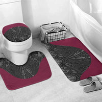 Queensland Maori Rugby Nga Hau e Wha Bathroom Set Maroon Motif LT9 Mat Set Only (3 pcs) One Size Maroon - Polynesian Pride