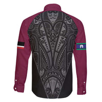 Queensland Maori Rugby Nga Hau e Wha Family Matching Summer Maxi Dress and Hawaiian Shirt Maroon Motif LT9 - Polynesian Pride