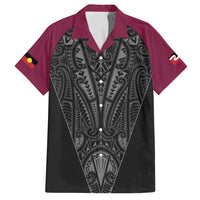 Queensland Maori Rugby Nga Hau e Wha Family Matching Tank Maxi Dress and Hawaiian Shirt Maroon Motif LT9 Dad's Shirt - Short Sleeve Maroon - Polynesian Pride
