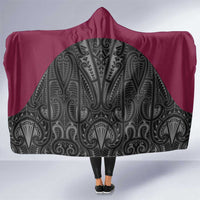 Queensland Maori Rugby Nga Hau e Wha Hooded Blanket Maroon Motif LT9 One Size Maroon - Polynesian Pride