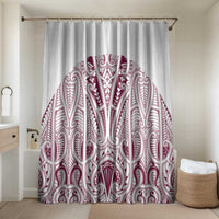 Queensland Maori Rugby Nga Hau e Wha Bathroom Set White Motif LT9 Shower Curtain Only White - Polynesian Pride