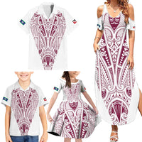 Queensland Maori Rugby Nga Hau e Wha Family Matching Summer Maxi Dress and Hawaiian Shirt White Motif LT9 - Polynesian Pride