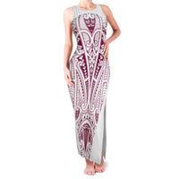 Queensland Maori Rugby Nga Hau e Wha Family Matching Tank Maxi Dress and Hawaiian Shirt White Motif LT9 Mom's Dress White - Polynesian Pride