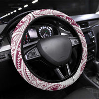 Queensland Maori Rugby Nga Hau e Wha Steering Wheel Cover White Motif LT9 Universal Fit White - Polynesian Pride
