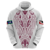 Queensland Maori Rugby Nga Hau e Wha Zip Hoodie White Motif LT9 - Polynesian Pride