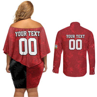 Custom British Lions-AUNZ Couples Matching Off Shoulder Short Dress and Long Sleeve Button Shirt Australia-New Zealand Indigenous Motif LT9 - Polynesian Pride