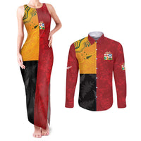 Custom British Lions-AUNZ Couples Matching Tank Maxi Dress and Long Sleeve Button Shirt Australia-New Zealand Indigenous Motif