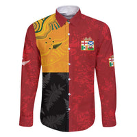 Custom British Lions-AUNZ Family Matching Summer Maxi Dress and Hawaiian Shirt Australia-New Zealand Indigenous Motif LT9 Dad's Shirt - Long Sleeve Red - Polynesian Pride