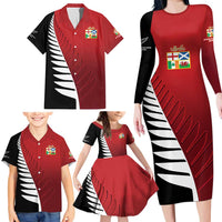 Custom British Lions New Zealand Family Matching Long Sleeve Bodycon Dress and Hawaiian Shirt Half Black Fern LT9 - Polynesian Pride