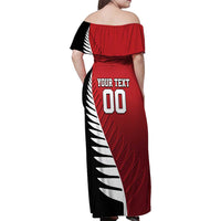 Custom British Lions New Zealand Family Matching Off Shoulder Maxi Dress and Hawaiian Shirt Half Black Fern