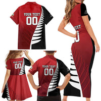 Custom British Lions New Zealand Family Matching Short Sleeve Bodycon Dress and Hawaiian Shirt Half Black Fern LT9 - Polynesian Pride