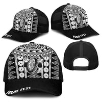 Fiji Personalized Rugby National Heritage Baseball Net Cap Black Traditional Masi Inspired
