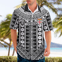 Fiji Custom Rugby National Heritage Hawaiian Shirt Black Traditional Masi Inspired LT9 - Polynesian Pride