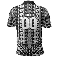 Fiji Custom Rugby National Heritage Polo Shirt Black Traditional Masi Inspired LT9 - Polynesian Pride
