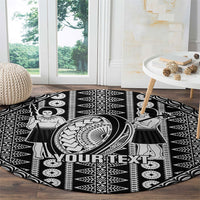 Fiji Custom Rugby National Heritage Round Carpet Black Traditional Masi Inspired