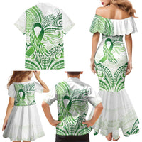 Its Okay Green Ribbon Personalised Family Matching Mermaid Dress and Hawaiian Shirt Polynesian Depression Awareness LT9 - Polynesian Pride