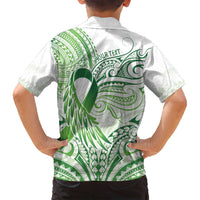 Its Okay Green Ribbon Personalised Family Matching Off Shoulder Maxi Dress and Hawaiian Shirt Polynesian Depression Awareness LT9 - Polynesian Pride
