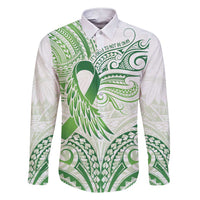 Its Okay Green Ribbon Personalised Family Matching Short Sleeve Bodycon Dress and Hawaiian Shirt Polynesian Depression Awareness LT9 Dad's Shirt - Long Sleeve Green - Polynesian Pride