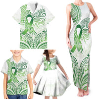 Its Okay Green Ribbon Personalised Family Matching Tank Maxi Dress and Hawaiian Shirt Polynesian Depression Awareness LT9 - Polynesian Pride