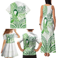 Its Okay Green Ribbon Personalised Family Matching Tank Maxi Dress and Hawaiian Shirt Polynesian Depression Awareness LT9 - Polynesian Pride