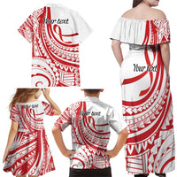 Know Your Status Red Ribbon Personalised Family Matching Off Shoulder Maxi Dress and Hawaiian Shirt Polynesian AIDS Awareness LT9 - Polynesian Pride