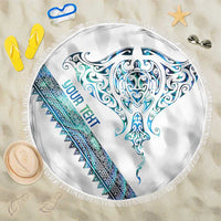Kahui Whetu Paua shell Kowhaiwhai Taniko Personalised Beach Blanket Manta Ray Shark-Turtle Maori Tribal Style