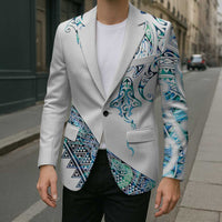Kahui Whetu Paua shell Kowhaiwhai Taniko Personalised Blazer Manta Ray Shark-Turtle Maori Tribal Style