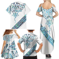 Kahui Whetu Paua shell Kowhaiwhai Taniko Personalised Family Matching Summer Maxi Dress and Hawaiian Shirt Manta Ray Shark-Turtle Maori Tribal Style LT9 - Polynesian Pride