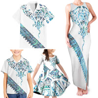 Kahui Whetu Paua shell Kowhaiwhai Taniko Personalised Family Matching Tank Maxi Dress and Hawaiian Shirt Manta Ray Shark-Turtle Maori Tribal Style LT9 - Polynesian Pride