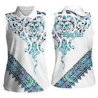 Kahui Whetu Paua shell Kowhaiwhai Taniko Personalised Women Sleeveless Polo Shirt Manta Ray Shark-Turtle Maori Tribal Style LT9 - Polynesian Pride