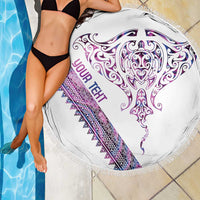 Mawhero Paua shell Kowhaiwhai Taniko Personalised Beach Blanket Manta Ray Shark-Turtle Maori Tribal Style