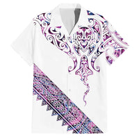 Mawhero Paua shell Kowhaiwhai Taniko Personalised Family Matching Long Sleeve Bodycon Dress and Hawaiian Shirt Manta Ray Shark-Turtle Maori Tribal Style LT9 Dad's Shirt - Short Sleeve Pink - Polynesian Pride
