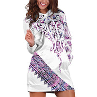 Mawhero Paua shell Kowhaiwhai Taniko Personalised Hoodie Dress Manta Ray Shark-Turtle Maori Tribal Style LT9 Pink - Polynesian Pride