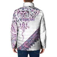 Mawhero Paua shell Kowhaiwhai Taniko Personalised Padded Jacket Manta Ray Shark-Turtle Maori Tribal Style