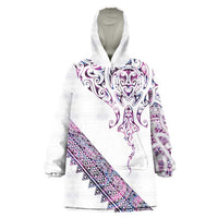 Mawhero Paua shell Kowhaiwhai Taniko Personalised Wearable Blanket Hoodie Manta Ray Shark-Turtle Maori Tribal Style LT9 One Size Pink - Polynesian Pride