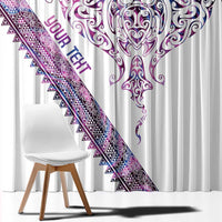 Mawhero Paua shell Kowhaiwhai Taniko Personalised Window Curtain Manta Ray Shark-Turtle Maori Tribal Style