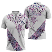 Mawhero Paua shell Kowhaiwhai Taniko Personalised Zipper Polo Shirt Manta Ray Shark-Turtle Maori Tribal Style LT9 - Polynesian Pride