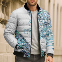 Kahui Whetu Paua shell Kowhaiwhai Taniko Personalised Bomber Puffer Jacket Taniwha Maori Tribal Style