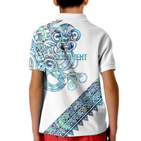 Kahui Whetu Paua shell Kowhaiwhai Taniko Personalised Kid Polo Shirt Taniwha Maori Tribal Style