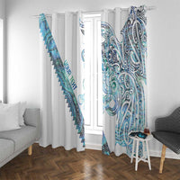 Kahui Whetu Paua shell Kowhaiwhai Taniko Personalised Window Curtain Taniwha Maori Tribal Style LT9 With Grommets Blue - Polynesian Pride