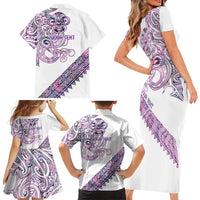 Mawhero Paua shell Kowhaiwhai Taniko Personalised Family Matching Short Sleeve Bodycon Dress and Hawaiian Shirt Taniwha Maori Tribal Style LT9 - Polynesian Pride