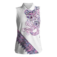 Mawhero Paua shell Kowhaiwhai Taniko Personalised Women Sleeveless Polo Shirt Taniwha Maori Tribal Style LT9 Female Pink - Polynesian Pride