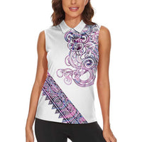 Mawhero Paua shell Kowhaiwhai Taniko Personalised Women Sleeveless Polo Shirt Taniwha Maori Tribal Style LT9 - Polynesian Pride