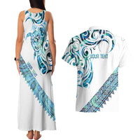 Kahui Whetu Paua shell Kowhaiwhai Taniko Personalised Couples Matching Tank Maxi Dress and Hawaiian Shirt Turtle Tattoo Maori Tribal Style LT9 - Polynesian Pride