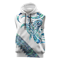 Kahui Whetu Paua shell Kowhaiwhai Taniko Personalised Sleeveless Hoodie Turtle Tattoo Maori Tribal Style