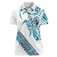 Kahui Whetu Paua shell Kowhaiwhai Taniko Personalised Women Polo Shirt Turtle Tattoo Maori Tribal Style LT9 Female Blue - Polynesian Pride